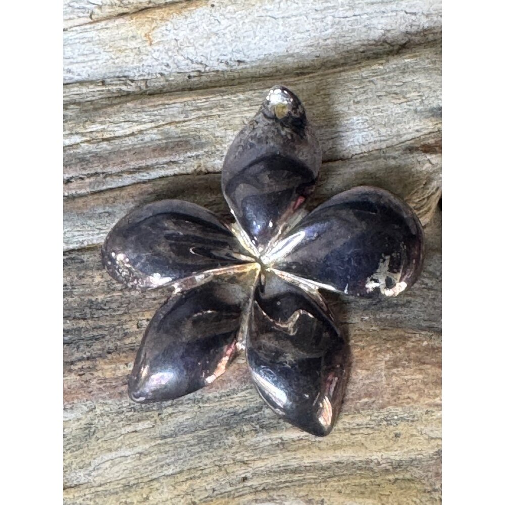 Sterling Silver Plumeria Flower Statement Pendant 18.73g - Picture 7 of 7